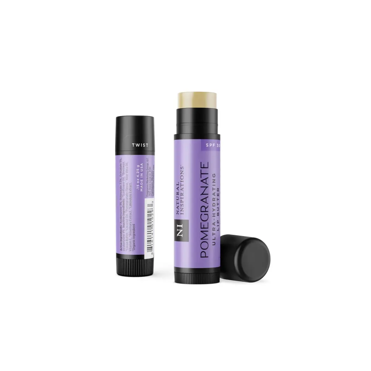 Natural Inspirations Pomegranate SPF 30 Lip Butter 0.15oz | Organic Moisturizer with Sun Protection - main product image
