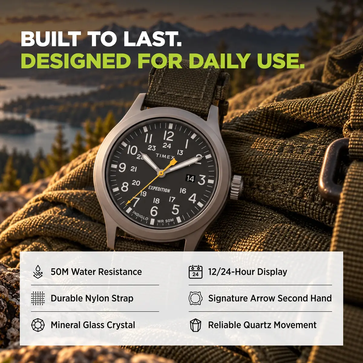 Timex Expedition Scout 40mm Watch | Rugged Outdoor Field Watch with Indiglo & 50m Water Resistance - view 5