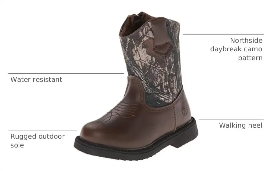 Northside Partner Cowboy Boot, Brown Camo, 2 M US Little Kid | Rugged Outdoor Western Style - view 4