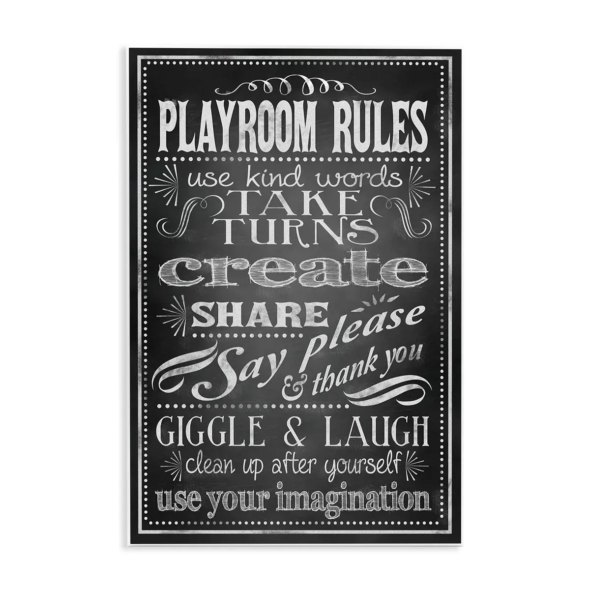 Stupell Industries Playroom Rules Use Kind Words Wall Plaque 10 x 15 Inch | Positive Affirmations for Kids - main product image