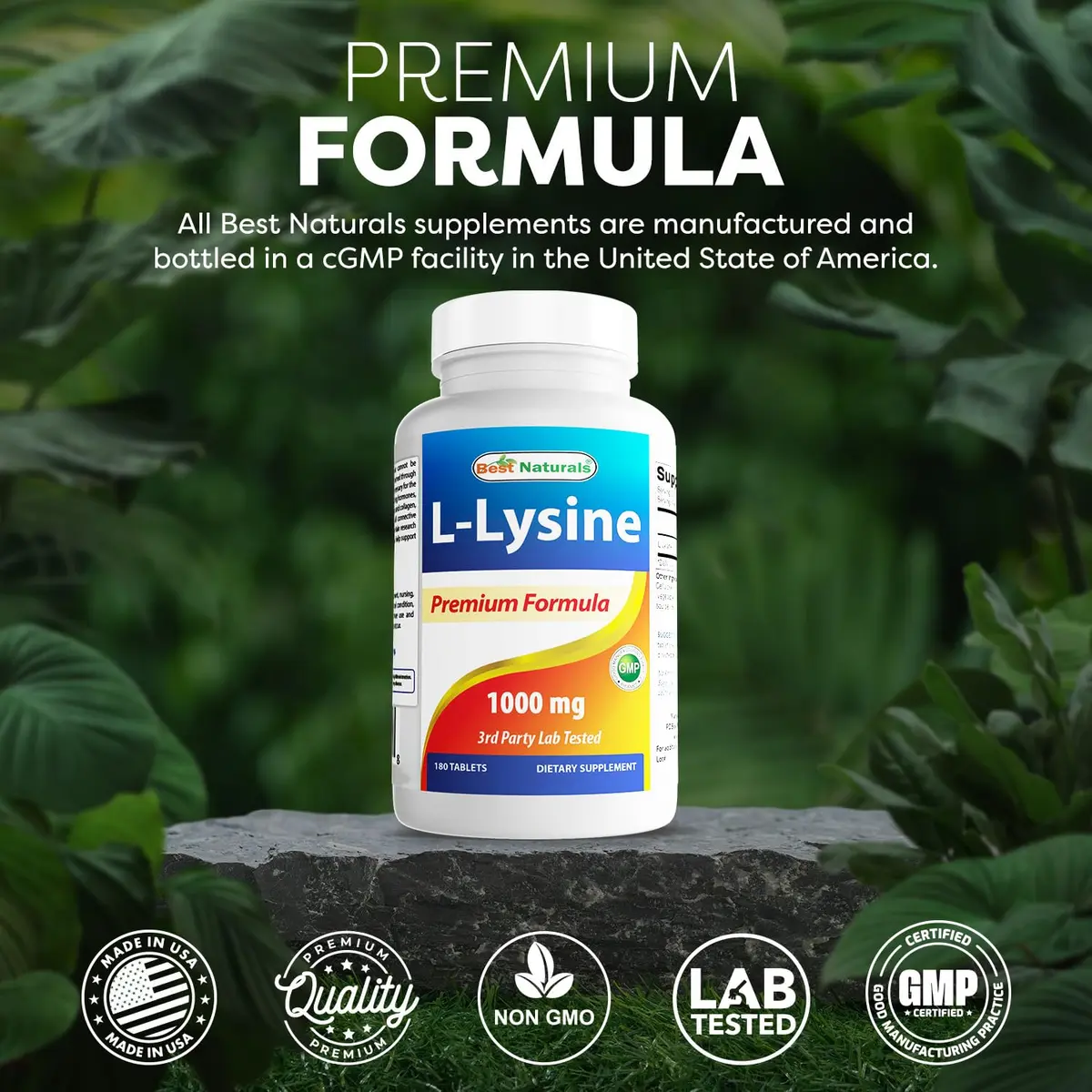 Best Naturals L-Lysine 1000mg 180 Tablets | Supports Immune & Cold Sore Recovery - view 5