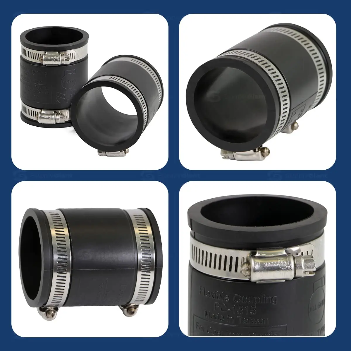 SUPPLYGIANT Flexible PVC Coupling with Stainless Steel Clamps 6.1 cm (2 Inch) | ASTM C1173 Certified - view 4