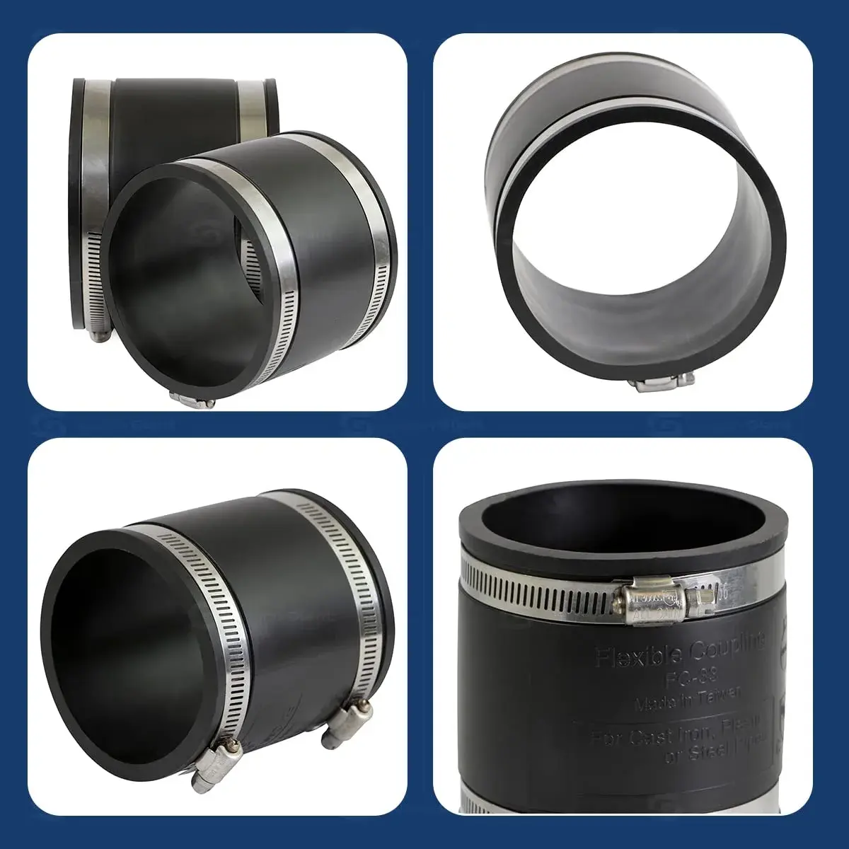 SUPPLYGIANT Flexible PVC Coupling With Stainless Steel Clamps 4 Inch (10.16 cm) | For Sewer & Plumbing Contractors - view 4