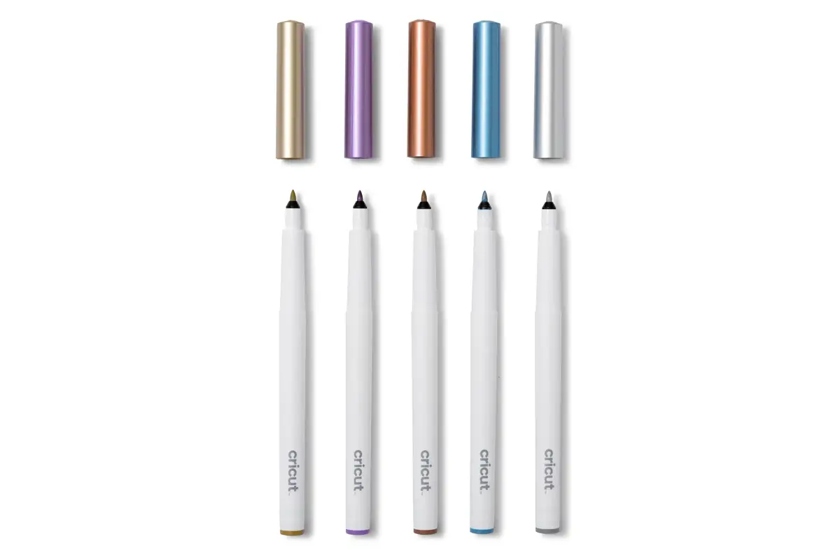 Cricut Pen Set | Metallic (5ct) | Medium-Point Pens for Maker, Explore, & Venture Machines - Gold, Silver, Copper, Blue & Rose | 5 Pens - view 2