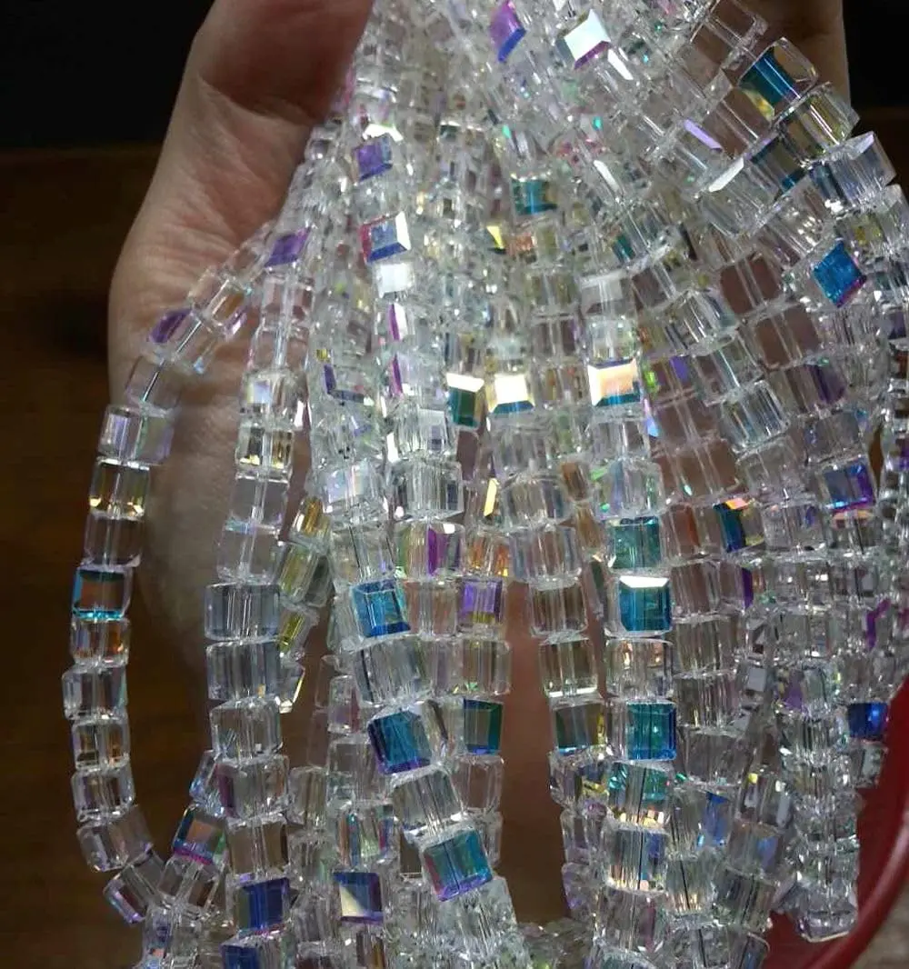 Adabele 100pcs Crystal Beads 4mm | Faceted Cube Glass for Jewelry & Crafts - view 4