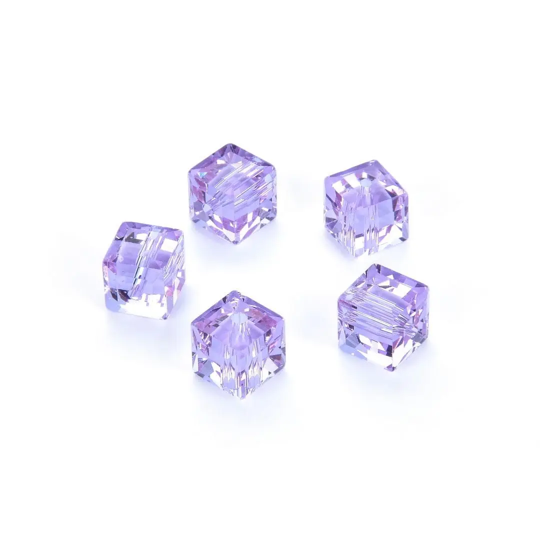 Adabele 4mm Light Violet Cube Crystal Beads | Faceted Glass Spacer Beads for Jewelry & Crafts - view 2