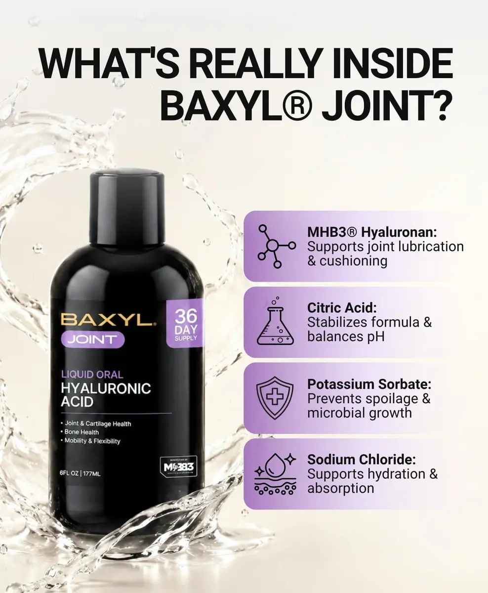 BAXYL Liquid Hyaluronic Acid Supplement for Joint & Skin, 6 Oz | Fast Absorbing, Vegan, Gluten-Free - view 2