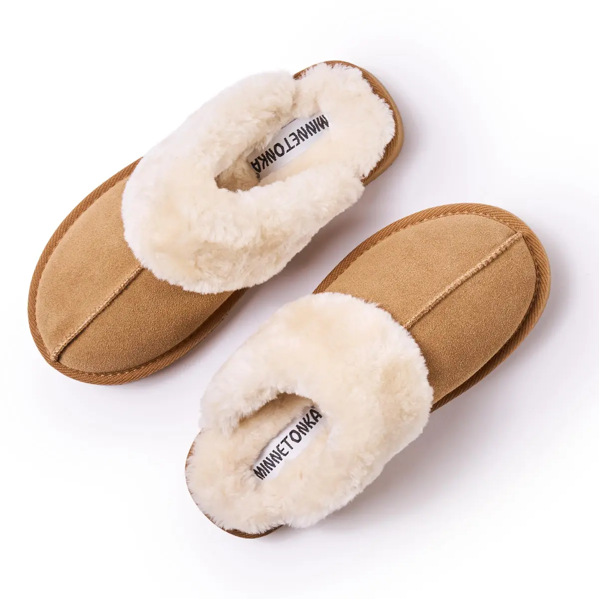 Minnetonka Chesney Scuff Flat, Cinnamon, 11 M US | Comfortable Suede House Slippers - view 2