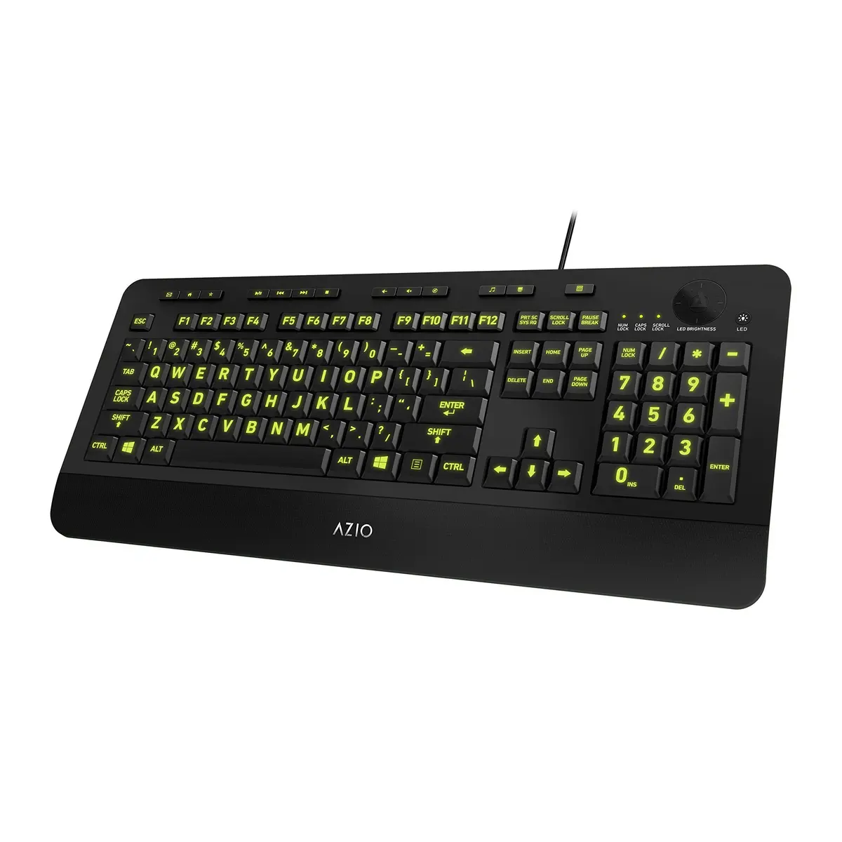 Azio Vision Backlit Computer Keyboard with Large Print Keys | 5 Color Interchangeable Backlight - main product image