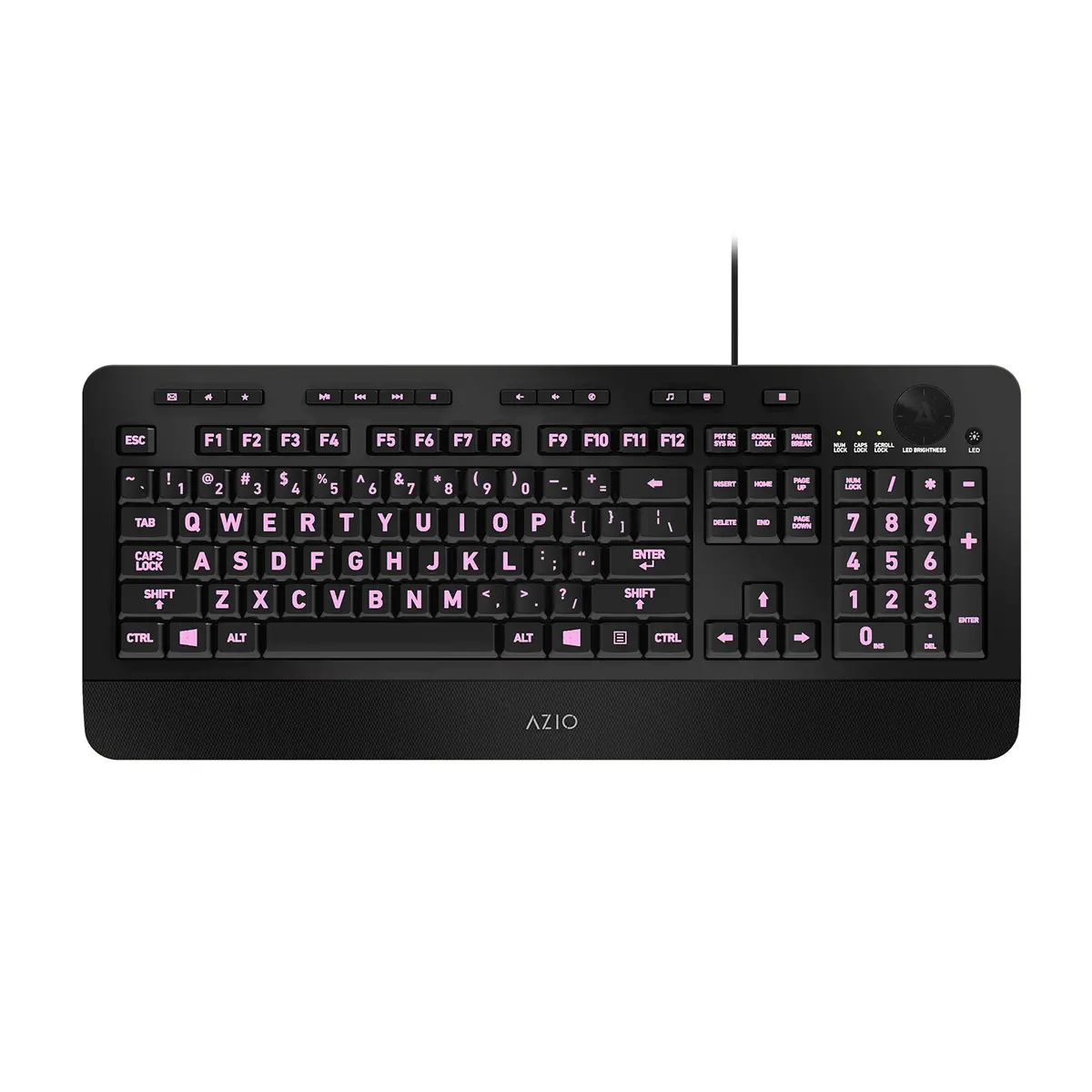 Azio Vision Backlit Computer Keyboard with Large Print Keys | 5 Color Interchangeable Backlight - view 5