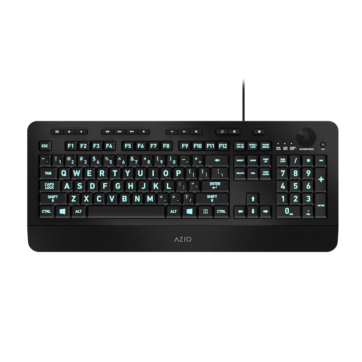 Azio Vision Backlit Computer Keyboard with Large Print Keys | 5 Color Interchangeable Backlight - view 3