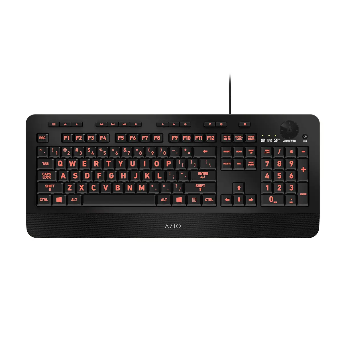 Azio Vision Backlit Computer Keyboard with Large Print Keys | 5 Color Interchangeable Backlight - view 4