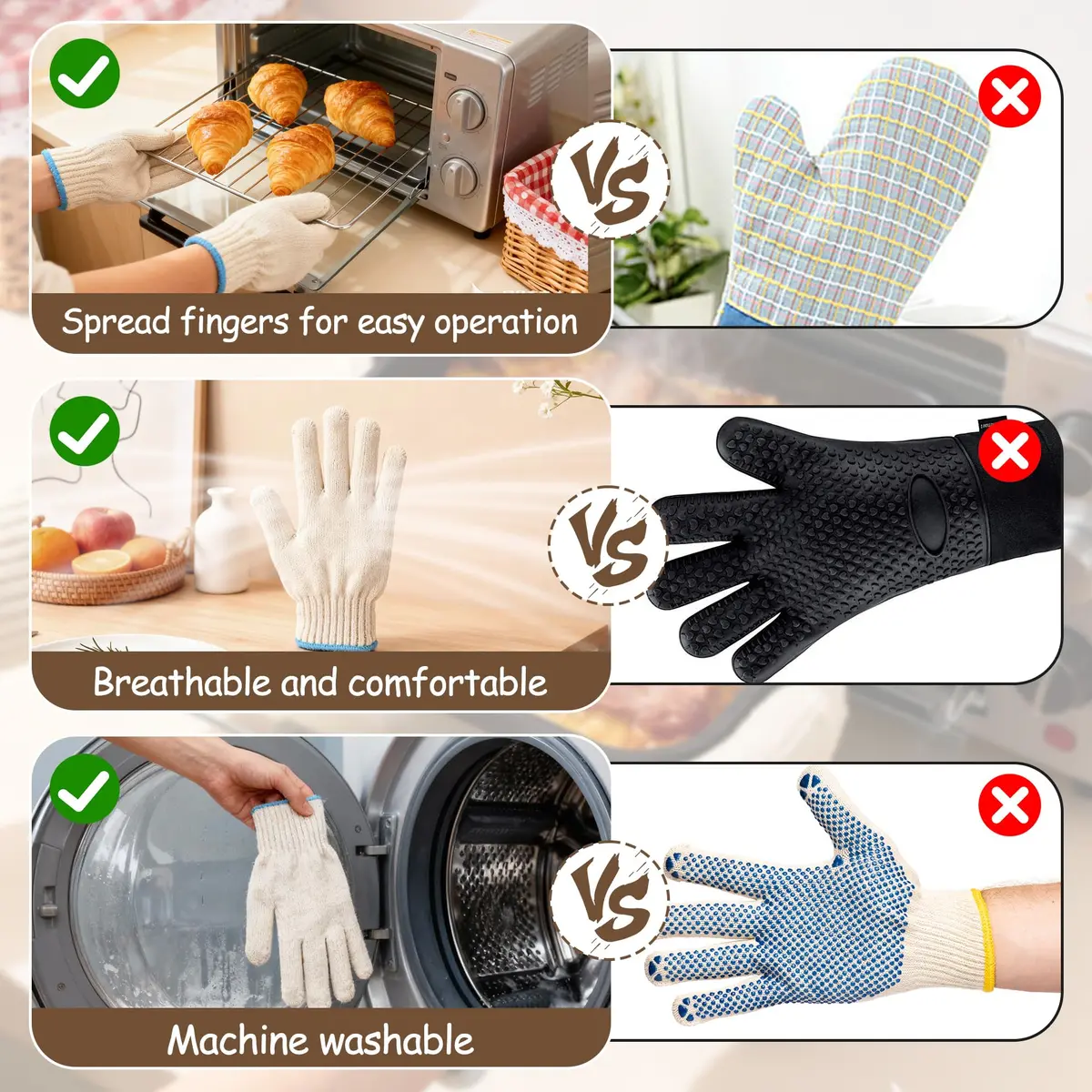 MARKETTY Heat Resistant Gloves 932°F Oven Gloves 1 Pair | Cut-Resistant Grill Gloves - view 6