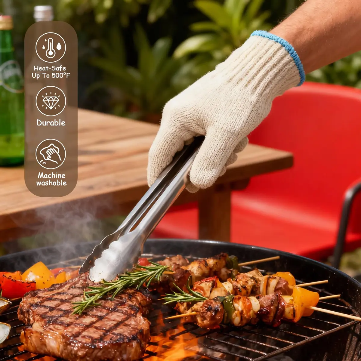 MARKETTY Heat Resistant Gloves 932°F Oven Gloves 1 Pair | Cut-Resistant Grill Gloves - view 3