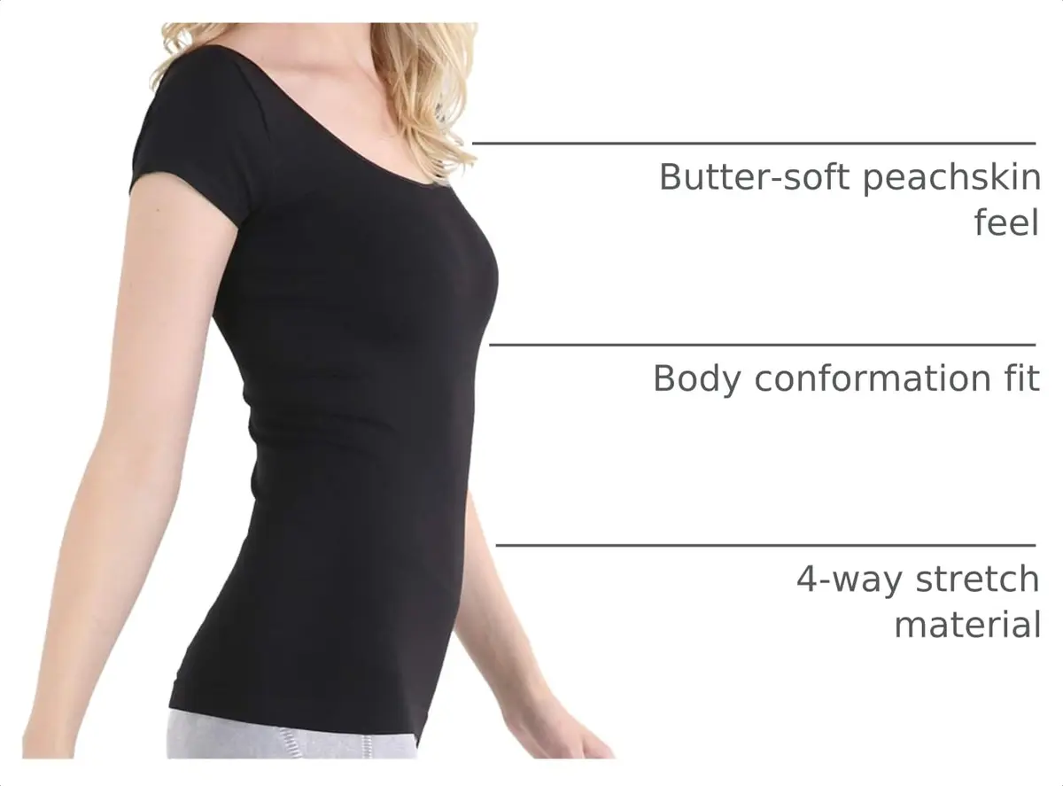 NIKIBIKI Women Seamless Cap Sleeve Scoop Neck Fitted Top | Made in USA, One Size (Black) - view 4