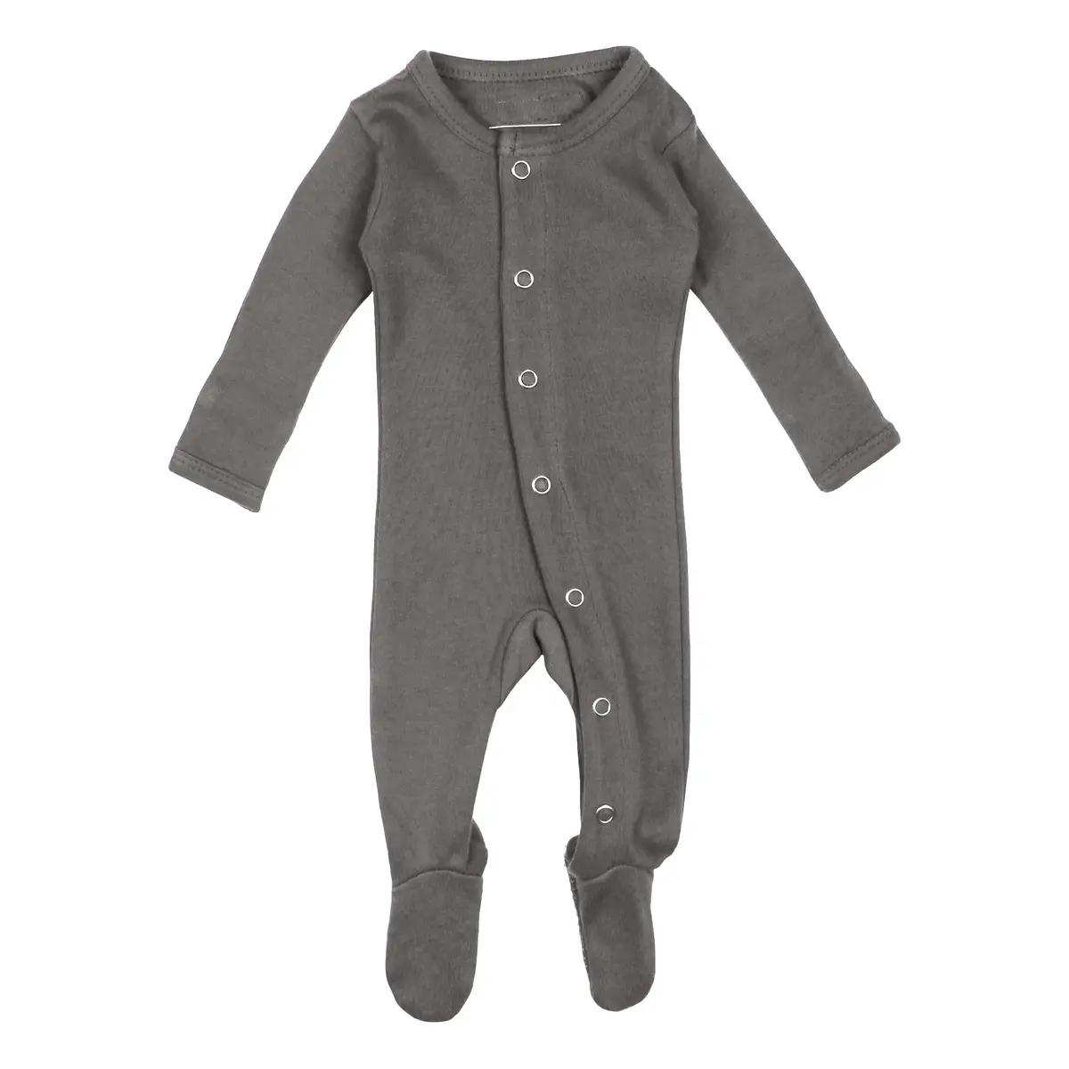 L'ovedbaby Baby Girls Organic Snap One-Piece Footies, Gray, 0-3 Months US | GOTS Certified Organic Cotton - main product image