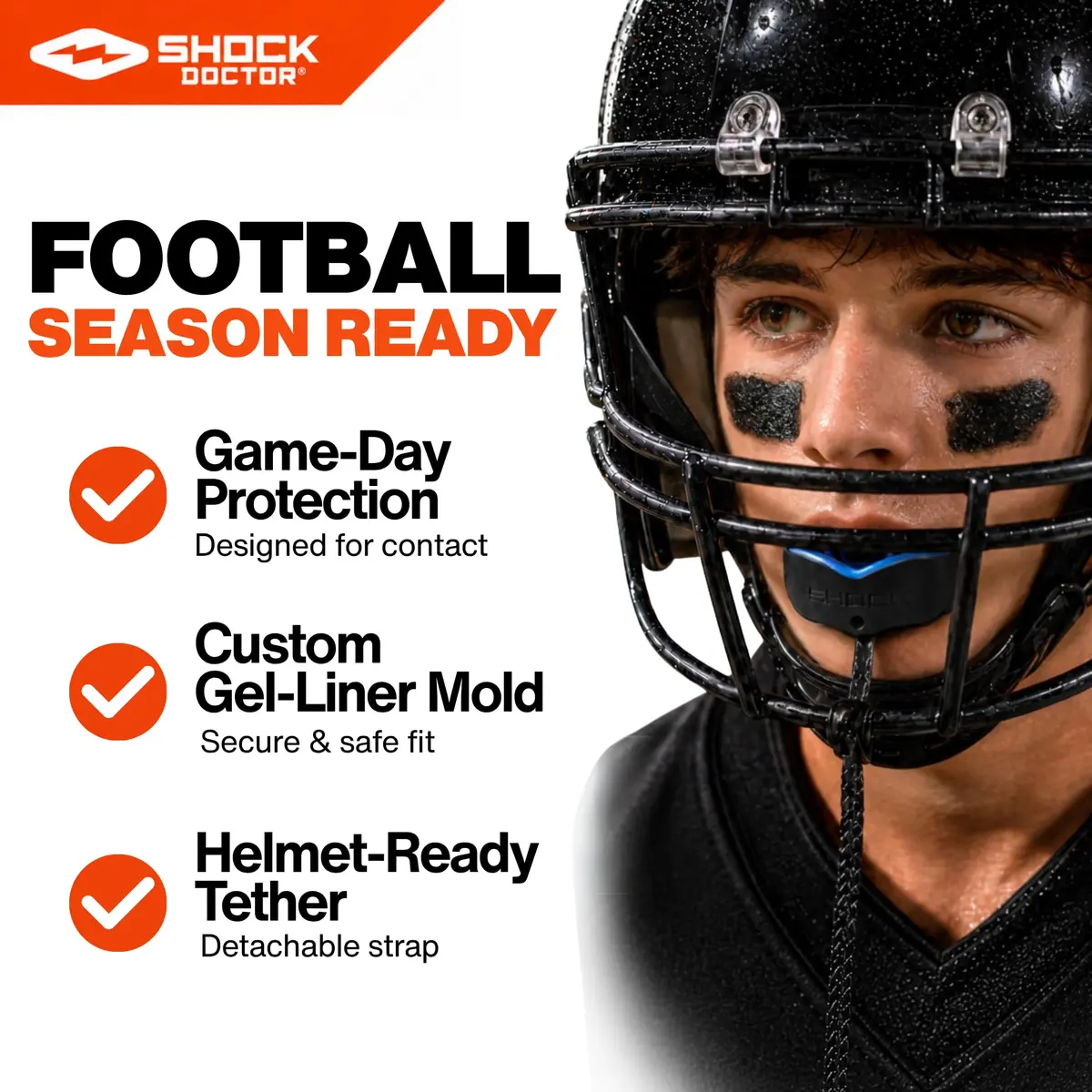 Shock Doctor Gel Max Youth Mouth Guard with Strap | Heavy Duty Protection & Custom Fit - view 4
