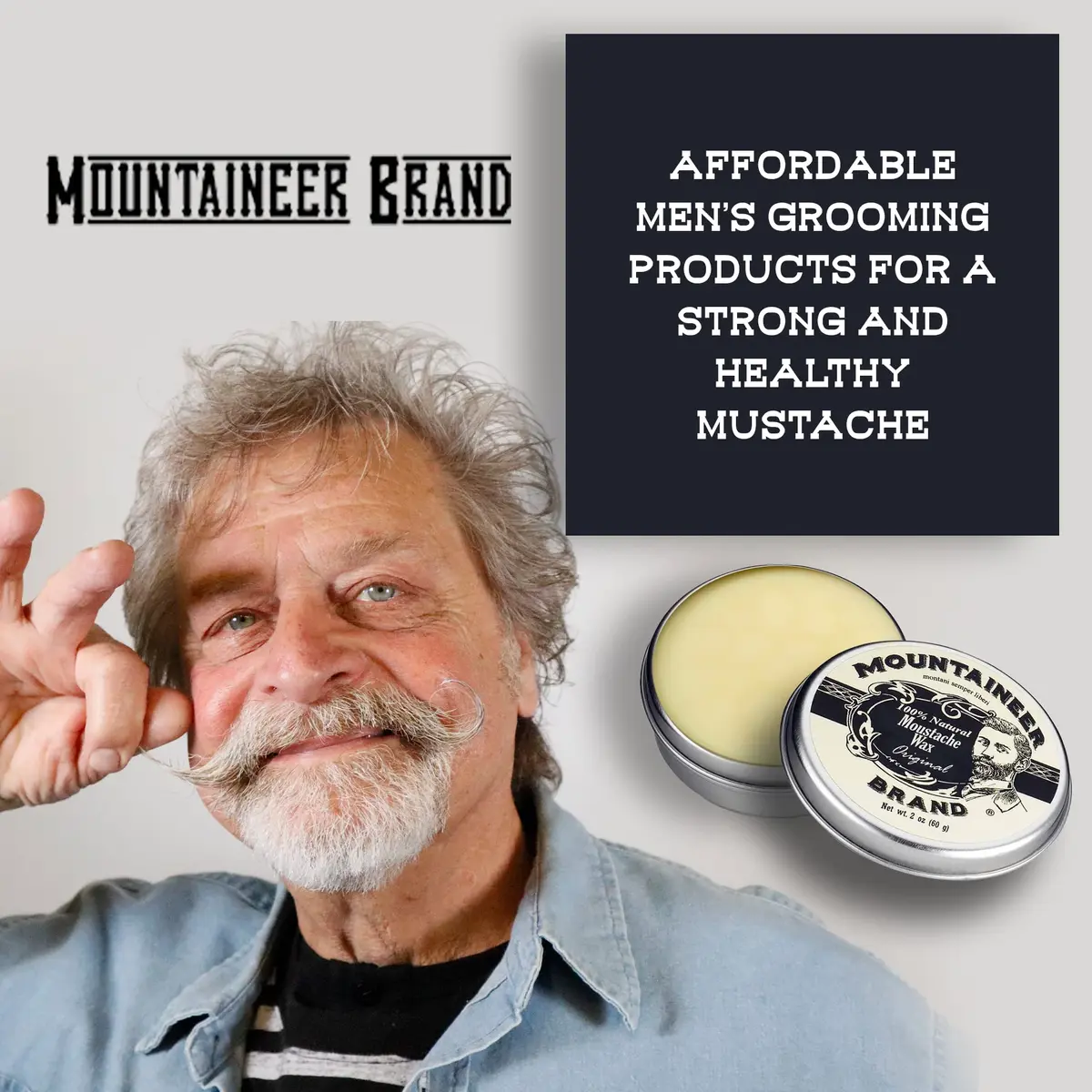 Mountaineer Brand Natural Mustache Wax Original Cedar Fir Blend 60ml (2oz) | Long-Lasting Hold for Styling - view 4