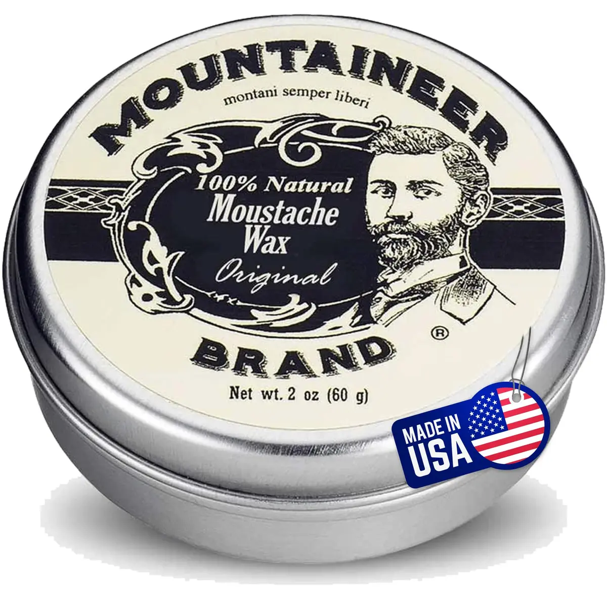 Mountaineer Brand Natural Mustache Wax Original Cedar Fir Blend 60ml (2oz) | Long-Lasting Hold for Styling - main product image