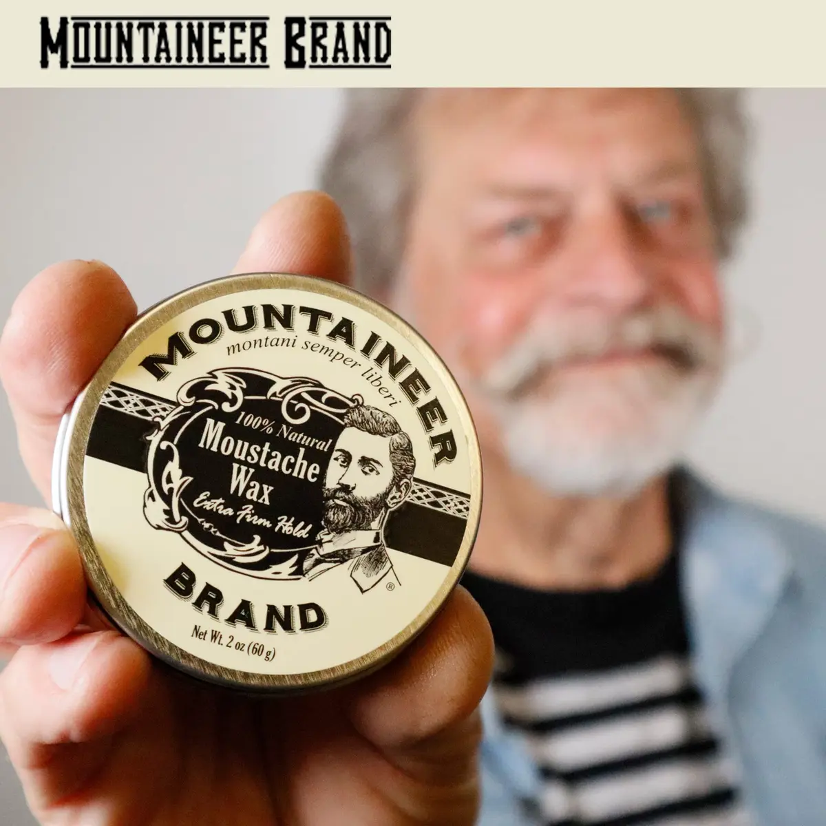 Mountaineer Brand Natural Mustache Wax Original Cedar Fir Blend 60ml (2oz) | Long-Lasting Hold for Styling - view 2