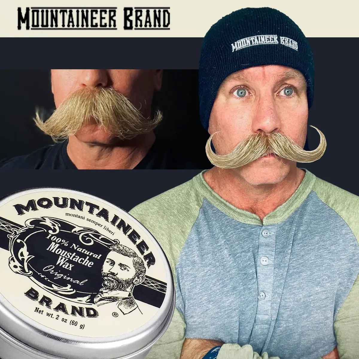 Mountaineer Brand Natural Mustache Wax Original Cedar Fir Blend 60ml (2oz) | Long-Lasting Hold for Styling - view 3