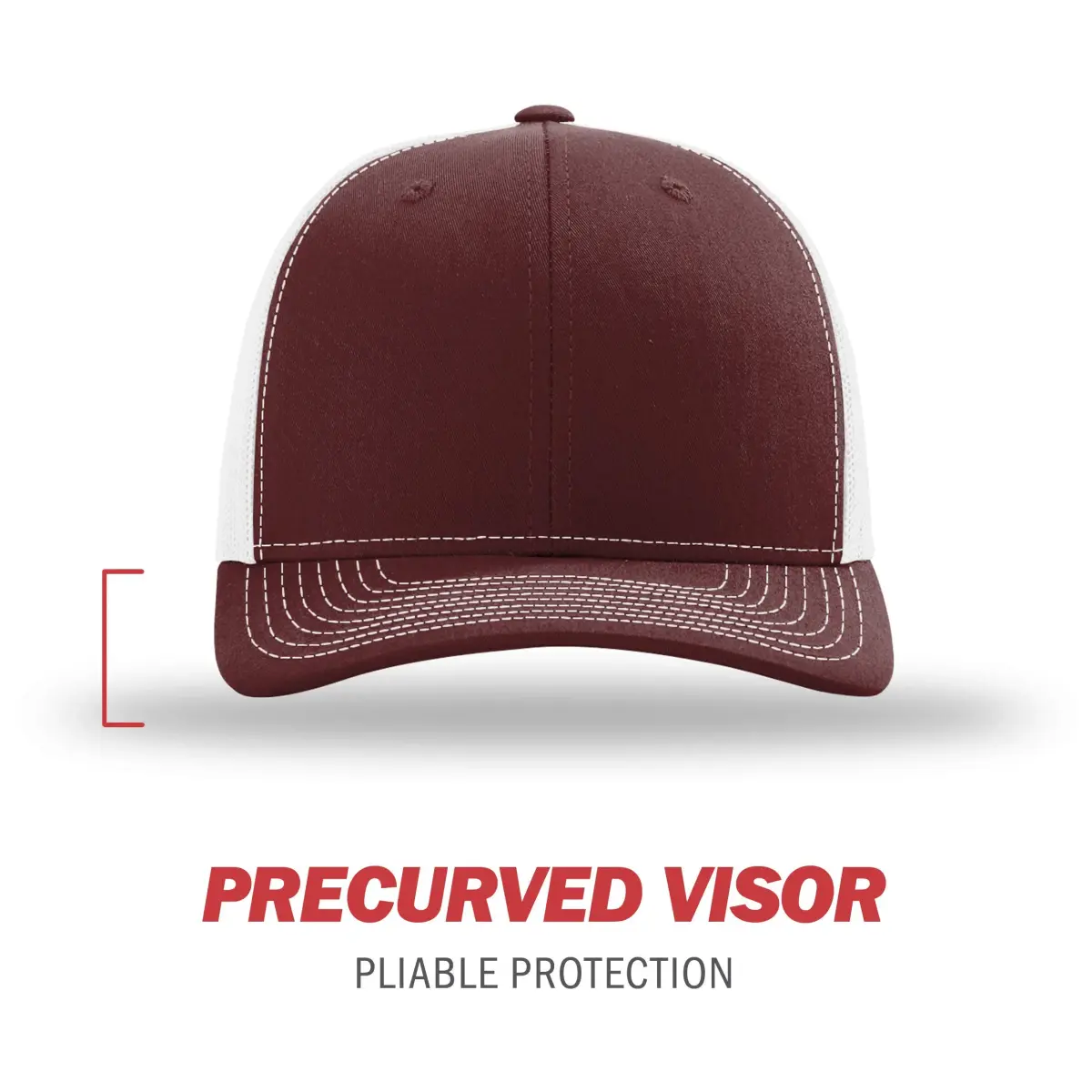 Richardson Unisex 112 Trucker Baseball Cap, Split Maroon/White, One Size - view 2