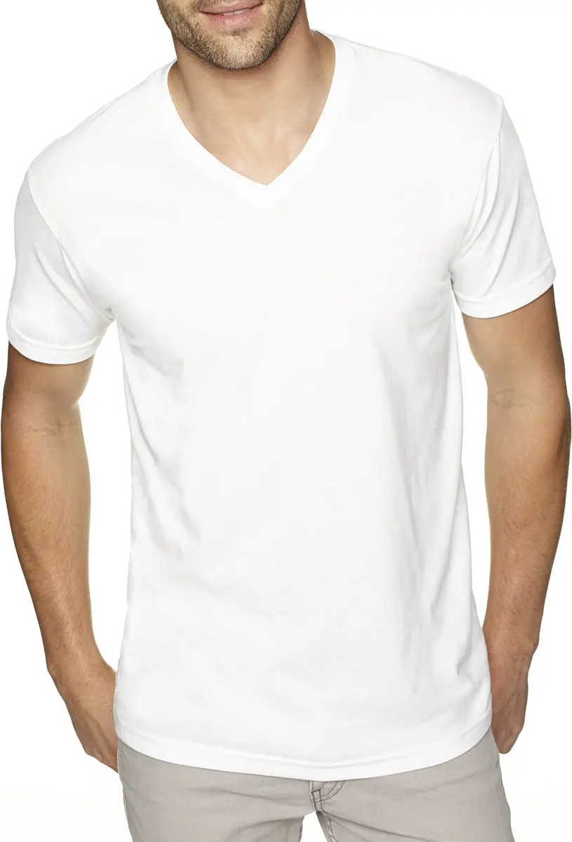 The Next Level Men's Sueded XS WHITE | Unisex Cotton-Polyester T-Shirt, Slim Fit, Short Sleeve, V-Neck, Regular Size - main product image