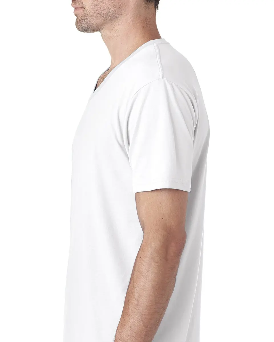 The Next Level Men's Sueded XS WHITE | Unisex Cotton-Polyester T-Shirt, Slim Fit, Short Sleeve, V-Neck, Regular Size - view 3