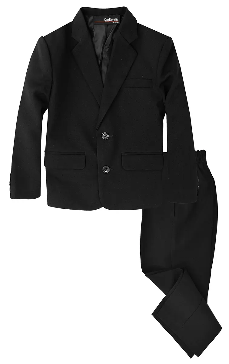 Gino Giovanni Boys 2 Piece Suit Set Toddler to Teen (Black, 18-24 Months) | Classic Formal Style with Notch Lapel - main product image