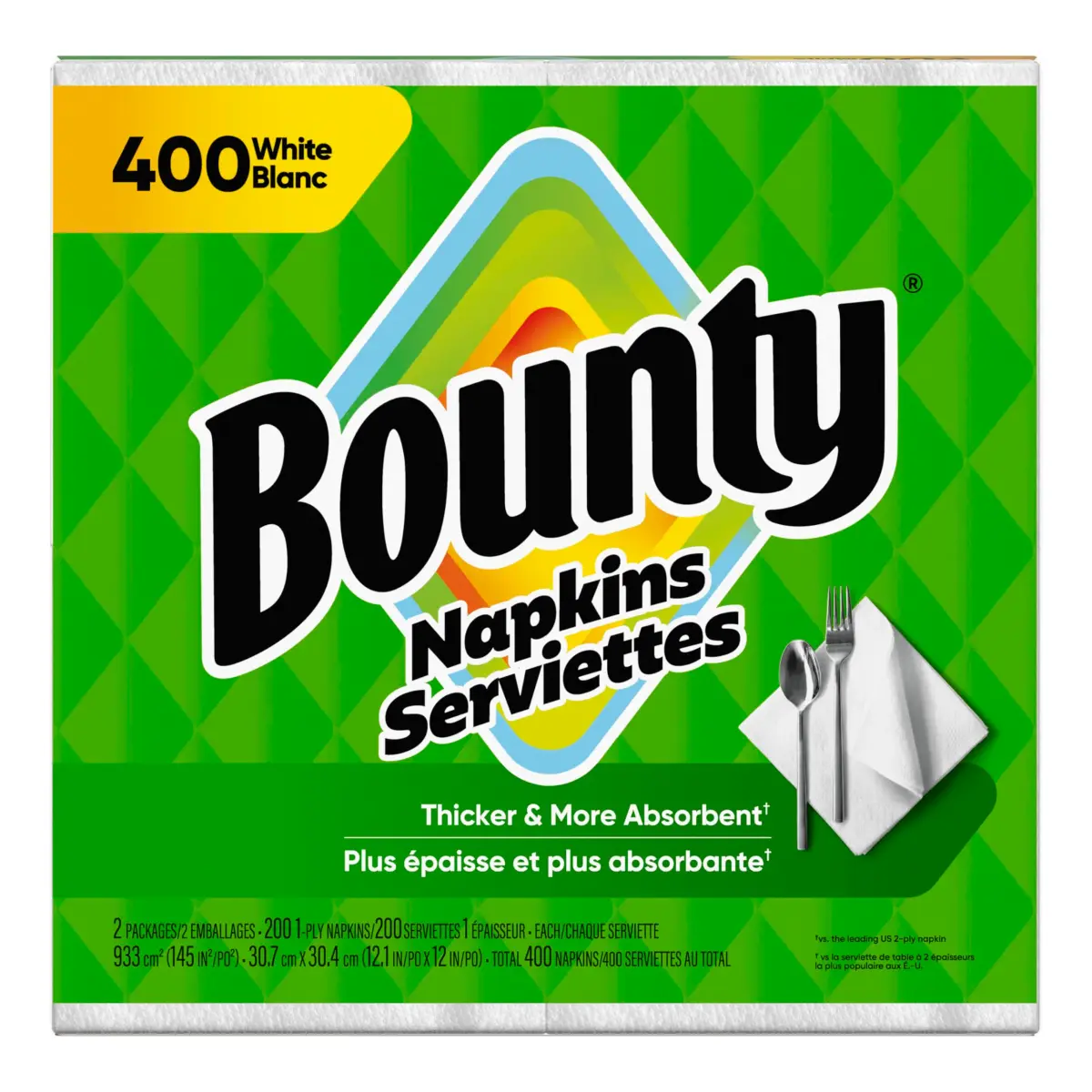 Bounty Paper Napkins White 400 Count | 2X Stronger When Wet for Mealtime Messes - view 8