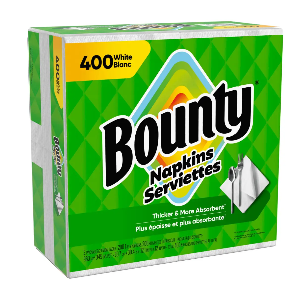Bounty Paper Napkins White 400 Count | 2X Stronger When Wet for Mealtime Messes - view 9