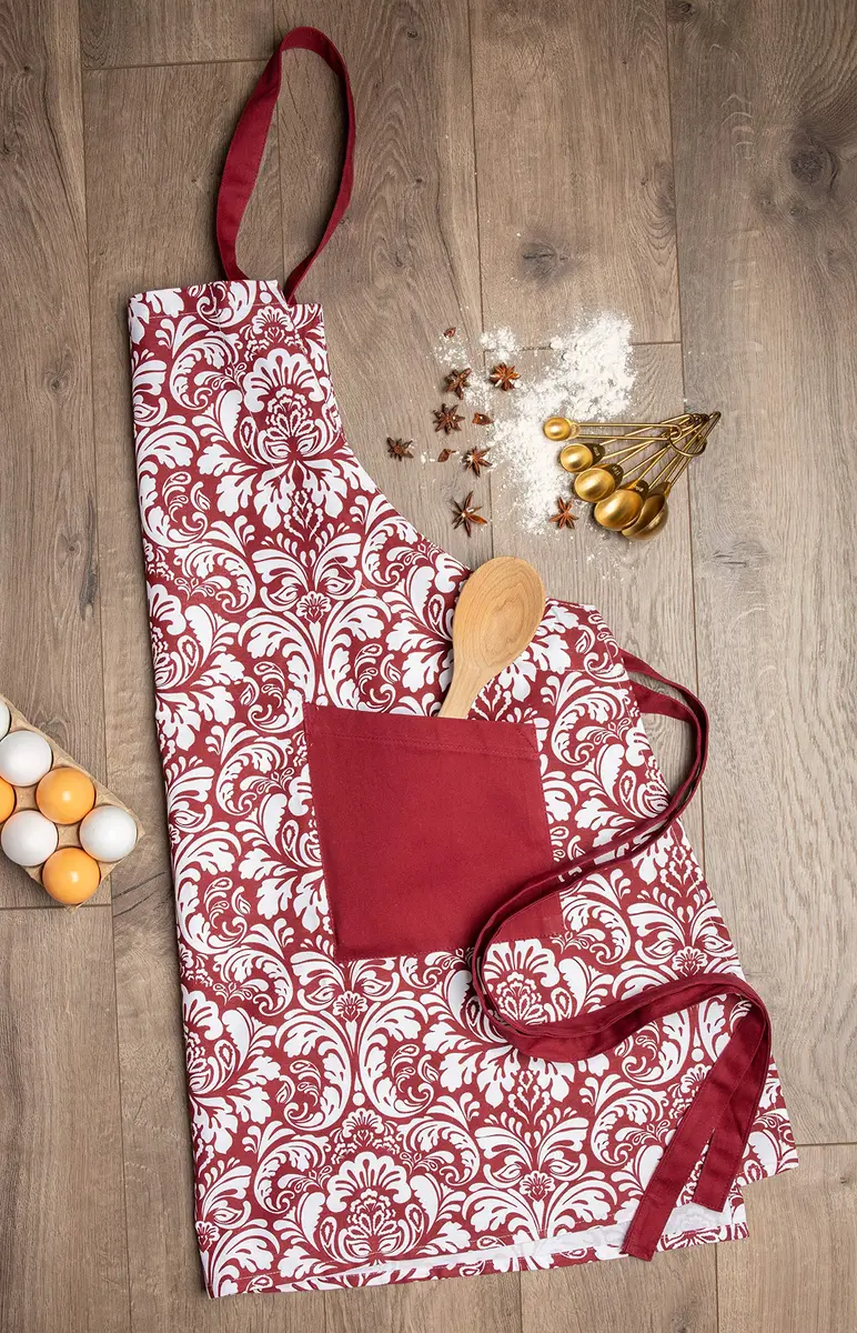 DII Chef Style Cotton Apron | Adjustable Straps & Large Pocket, Wine - view 4