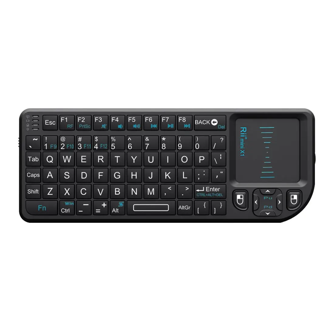 Rii X1 Mini Wireless Keyboard with Touchpad Mouse, Black | 2.4GHz RF, Built-in Rechargeable Battery, Plug and Play - main product image