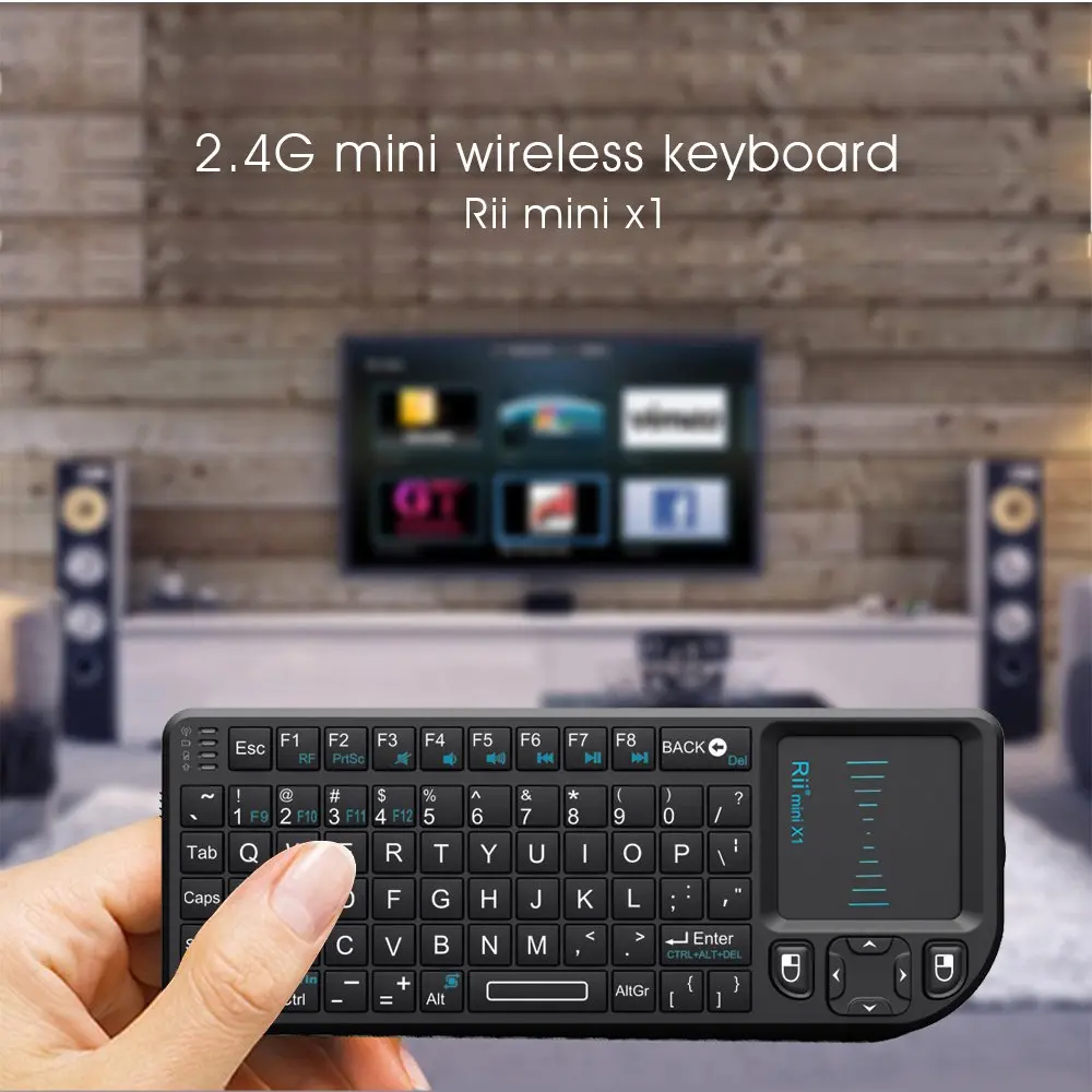 Rii X1 Mini Wireless Keyboard with Touchpad Mouse, Black | 2.4GHz RF, Built-in Rechargeable Battery, Plug and Play - view 7