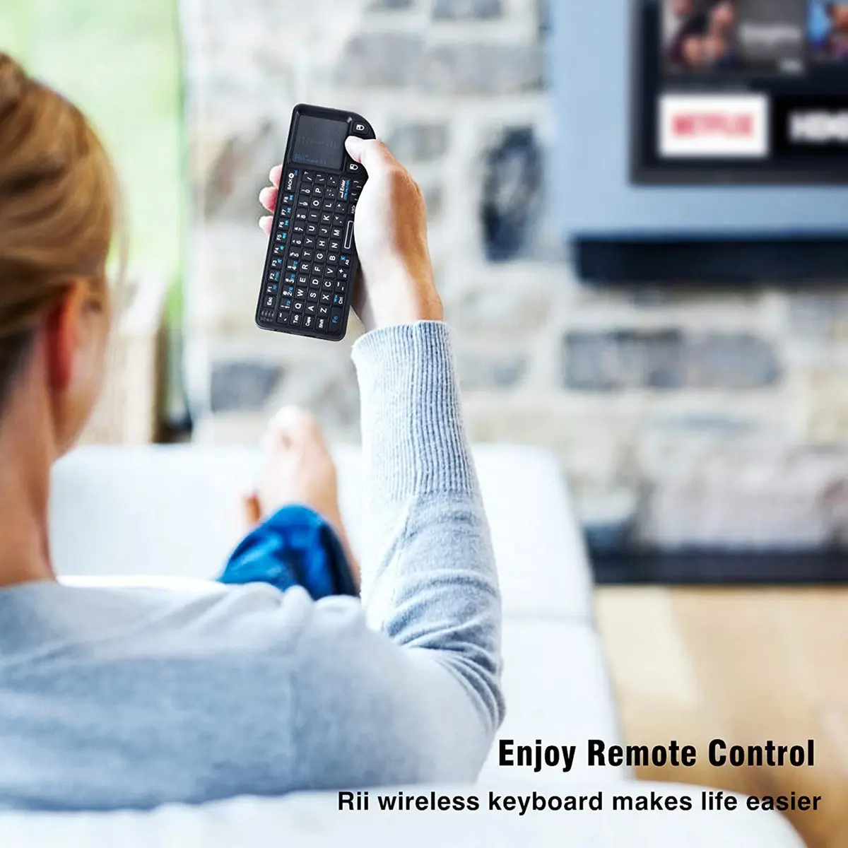 Rii X1 Mini Wireless Keyboard with Touchpad Mouse, Black | 2.4GHz RF, Built-in Rechargeable Battery, Plug and Play - view 8