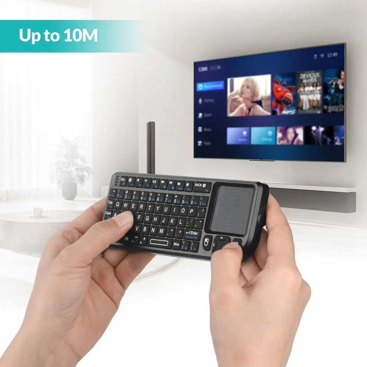 Rii X1 Mini Wireless Keyboard with Touchpad Mouse, Black | 2.4GHz RF, Built-in Rechargeable Battery, Plug and Play - view 2