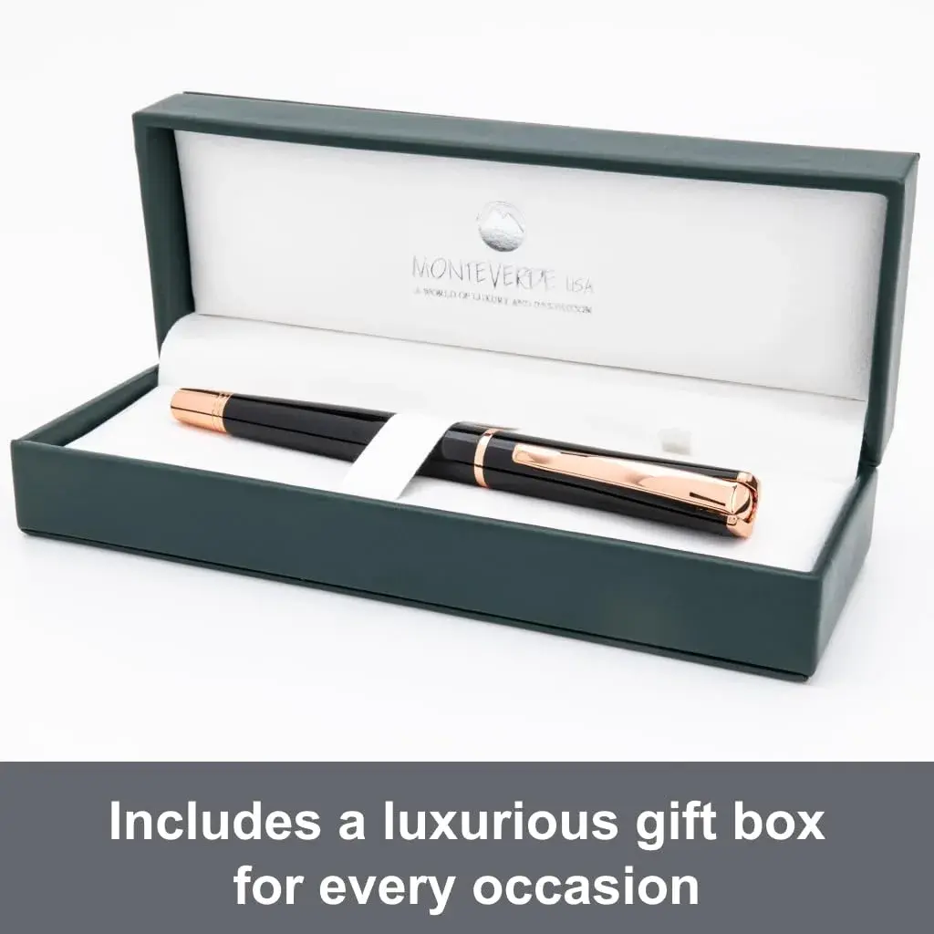 Monteverde Impressa Fountain Pen Black with 18 Karat Rose Gold Trim - Fine Point - JoWo German Nib (1 Count) - view 5
