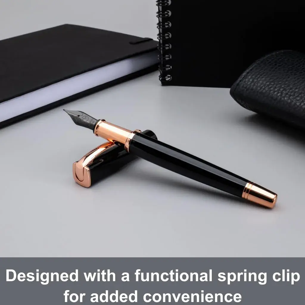 Monteverde Impressa Fountain Pen Black with 18 Karat Rose Gold Trim - Fine Point - JoWo German Nib (1 Count) - view 6