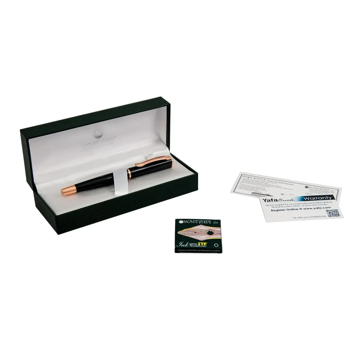 Monteverde Impressa Fountain Pen Black with 18 Karat Rose Gold Trim - Fine Point - JoWo German Nib (1 Count) - view 7