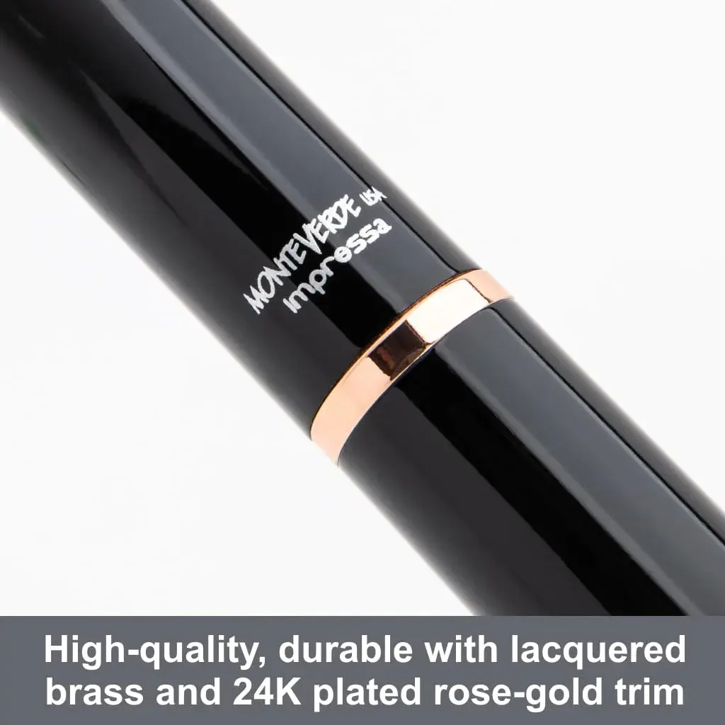 Monteverde Impressa Fountain Pen Black with 18 Karat Rose Gold Trim - Fine Point - JoWo German Nib (1 Count) - view 2