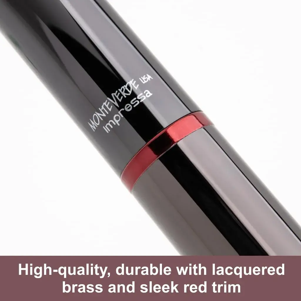 Monteverde Impressa Fountain Pen Gun Metal with Red Trim - Broad Point - JoWo German Nib - 1.3mm (0.05 inches) - view 2