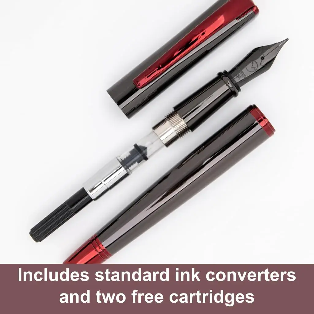 Monteverde Impressa Fountain Pen Gun Metal with Red Trim - Fine Point - JoWo German Nib (5.5 inches) - view 4