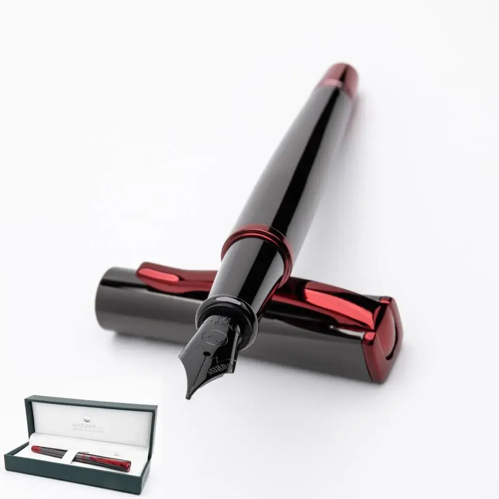 Monteverde Impressa Fountain Pen Gun Metal with Red Trim - Fine Point - JoWo German Nib (5.5 inches) - main product image