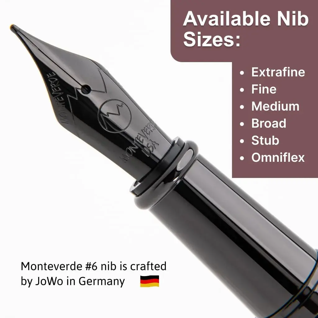 Monteverde Impressa Fountain Pen Gun Metal with Red Trim - Fine Point - JoWo German Nib (5.5 inches) - view 3