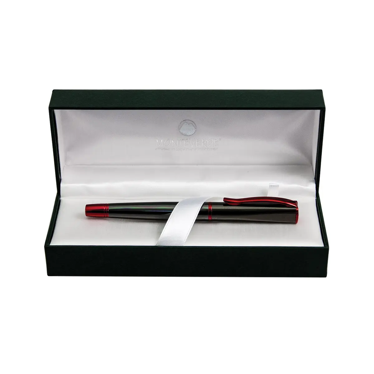 Monteverde Impressa Fountain Pen Gun Metal with Red Trim | Medium Point, German JoWo Nib, Refillable - view 9