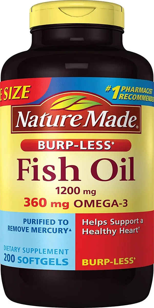 Nature Made Burp-Less Fish Oil 1200 mg | Omega 3 Supplement for Heart & Brain - main product image