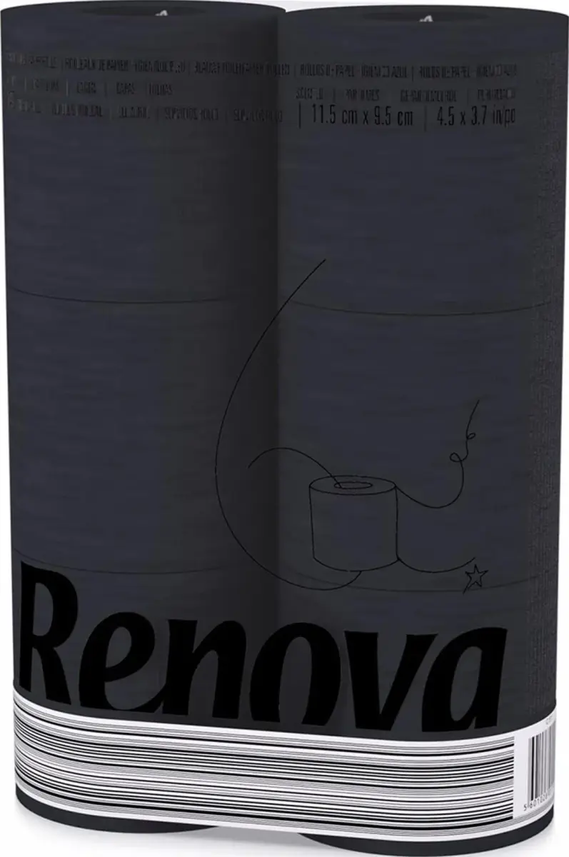 Renova Black Toilet Roll 6 Count (140 Sheets/Roll) | Triple-Ply Softness Imported from USA - main product image