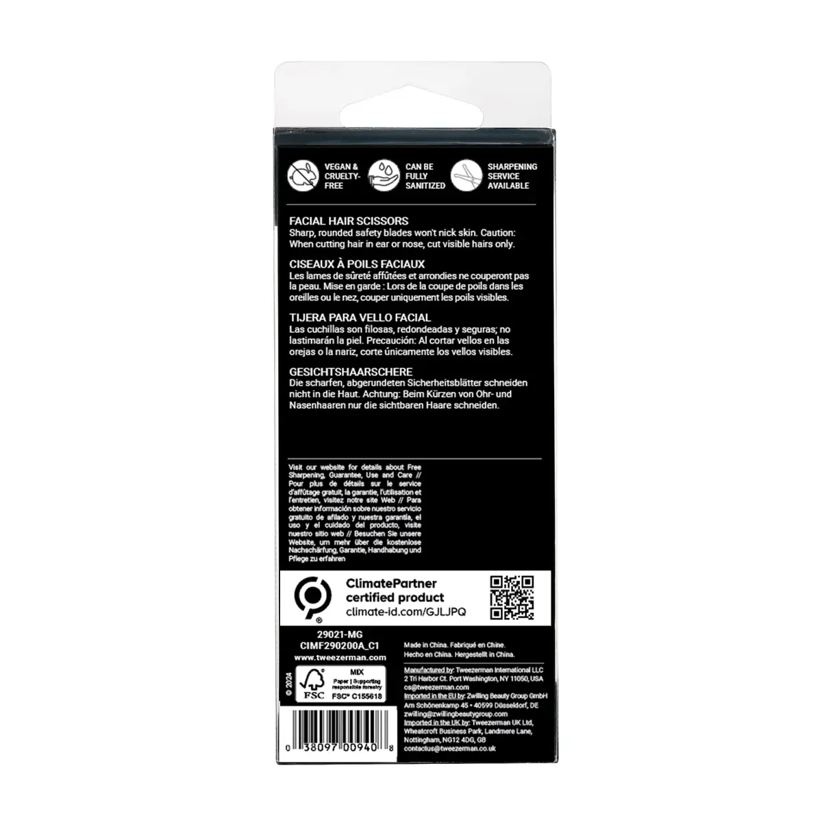 Tweezerman Facial Hair Scissors For Men Stainless Steel | Precision Curved Blade - view 6