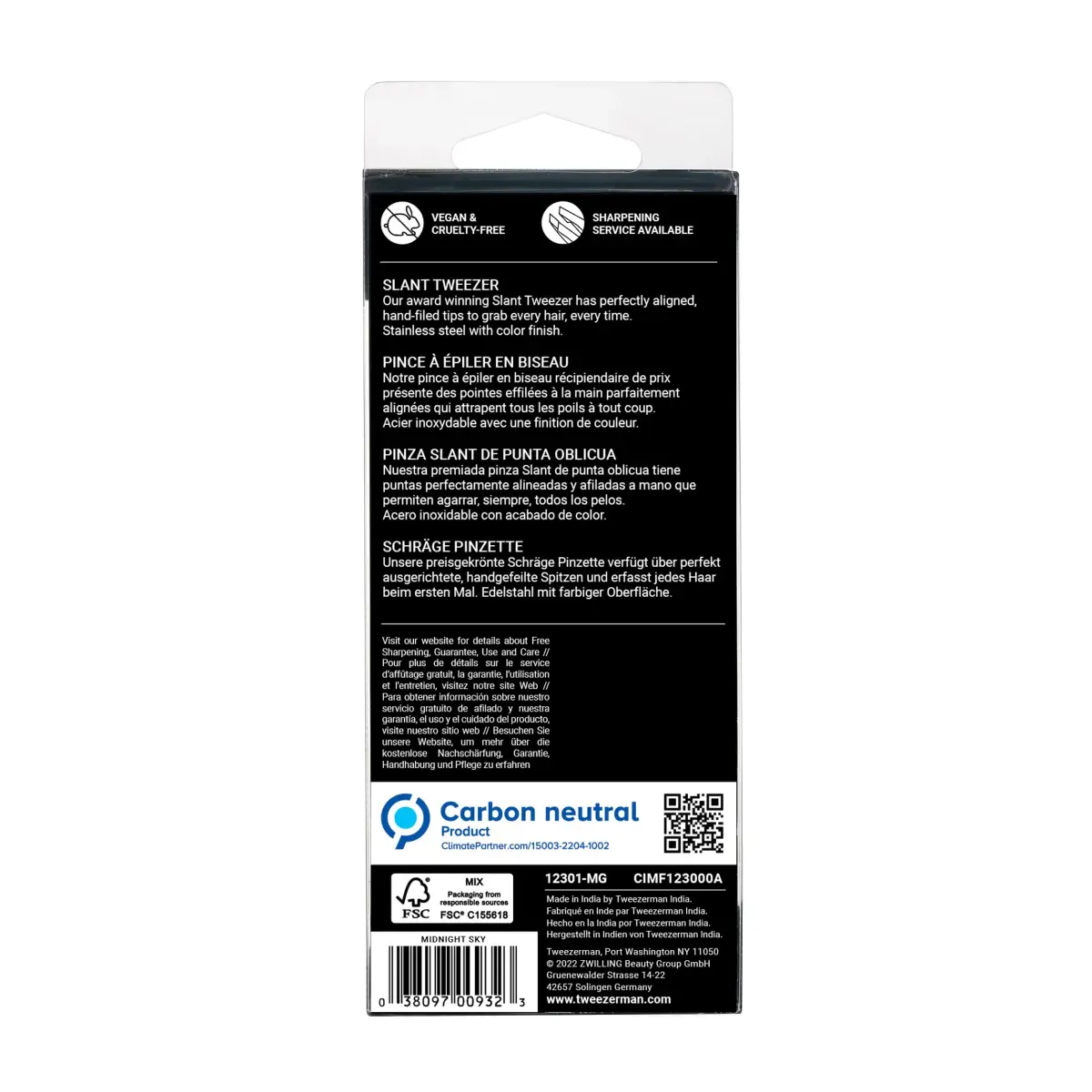 Tweezerman Slant Tweezer Midnight Black | Perfectly Aligned Hand-Filed Stainless Steel Tips for Eyebrows - view 5