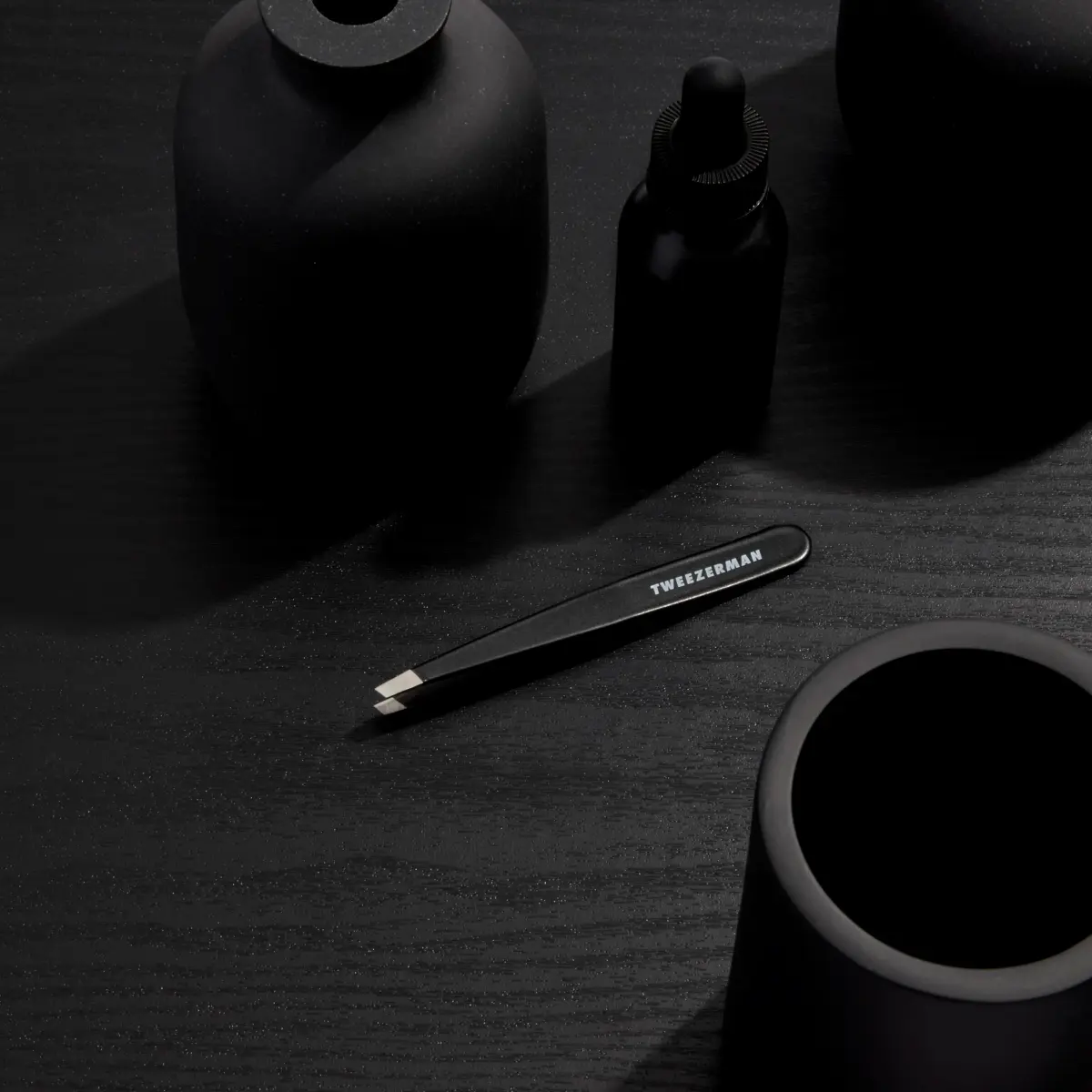 Tweezerman Slant Tweezer Midnight Black | Perfectly Aligned Hand-Filed Stainless Steel Tips for Eyebrows - view 3